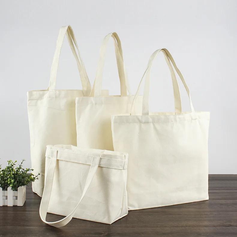 Custom Print Eco Friendly Natural Organic Cotton Tote Bag Recycled Shopping Canvas Cotton Bags