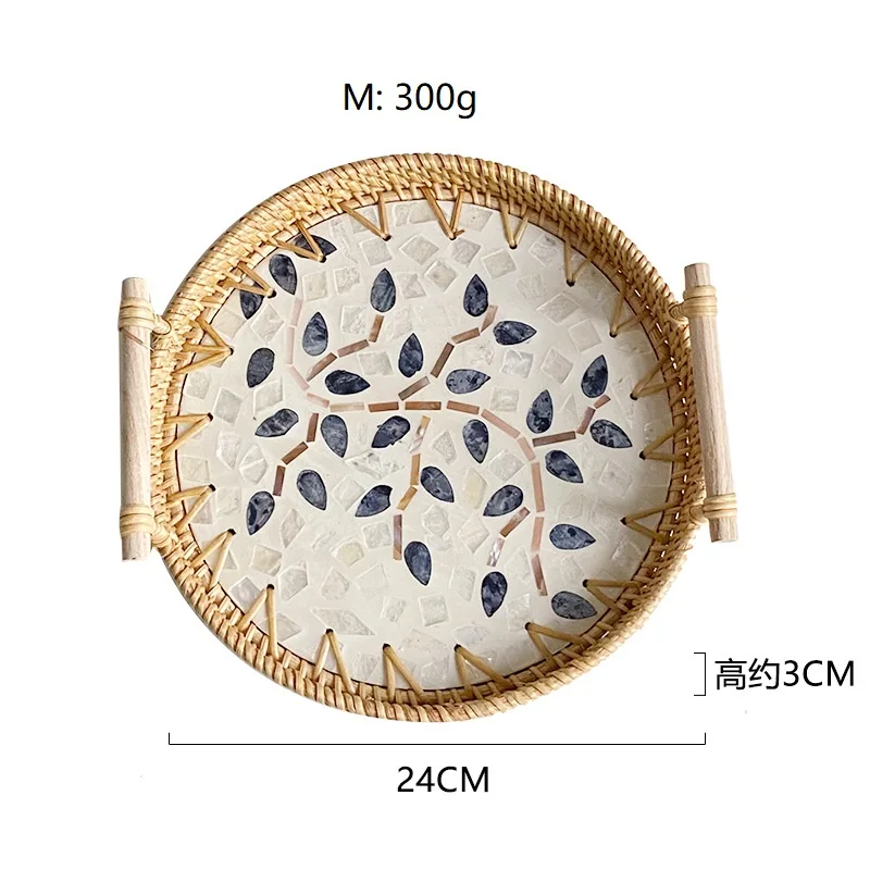 Лоток для подачи ротанга с перламутровым лотком мозаичный Плетеный сервировочный лоток во Вьетнаме оптом