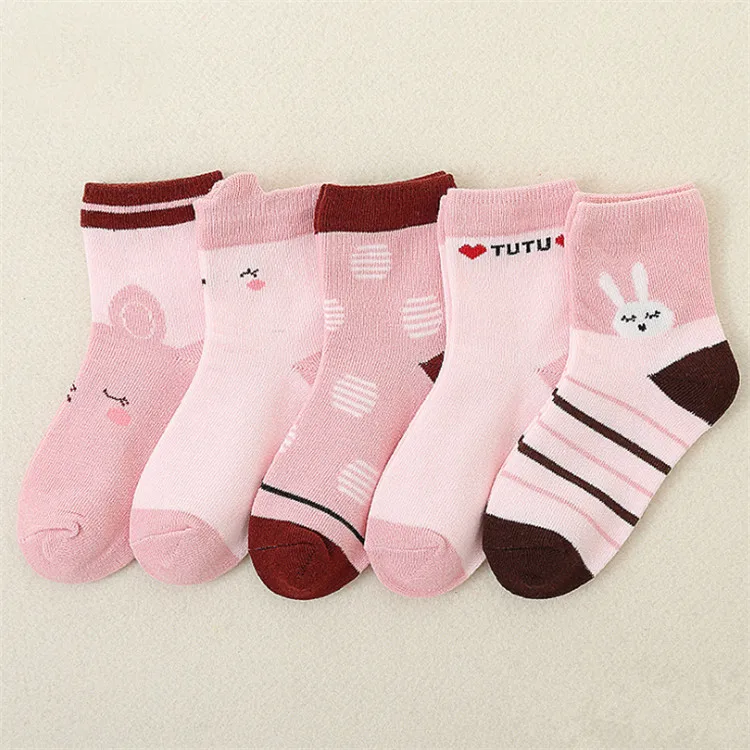 Wholesale Cheap Price  5 Pairs One Set Girl Socks Cotton Baby Sock In Stock Items Spring Baby Socks