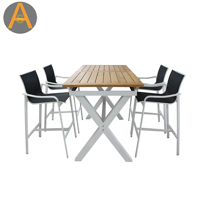 Counter Height Extension outdoor counter stool weather resistant aluminum patio bar pub table set