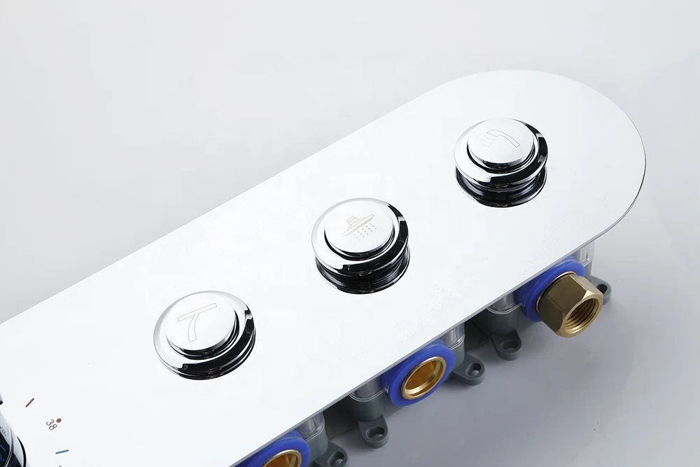 Thermostatic shower suit  in-wall chrome all-copper, three-function thermostatic shower switch, bathroom bathtub faucet switch