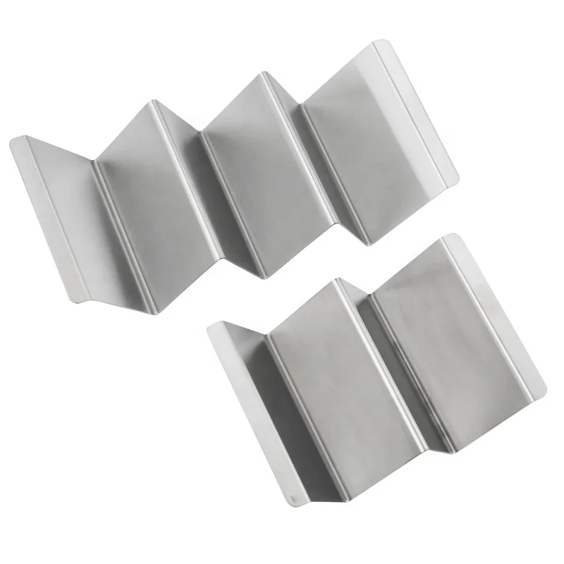 Wholesale 4-Pack Wavy-Shaped Stainless Steel Taco Holders Stand Rack Tray Style for Dough