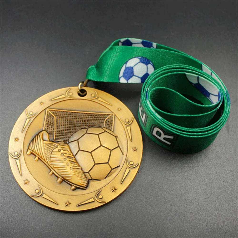 Wholesale Custom logo Cheap Blank Volleyball Honorary Ribbon Gold Silver Plain Metal Sports Award Medal
