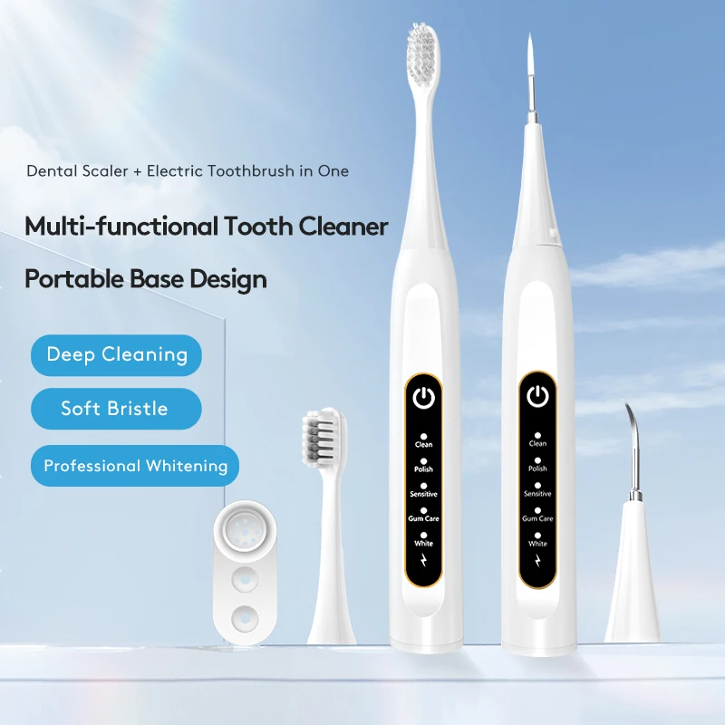 Usb Type C Rechargeable Travel Adult Portable Smart Sonic Water Flosser Electric Toothbrush Combo With Storage