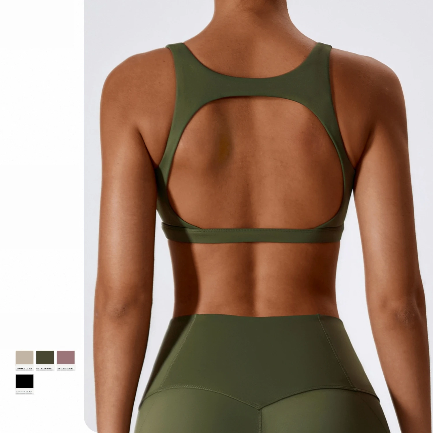 Open Back Sports Bra 8 Way Stretch Deep U Neck Bra Padded Fitness Top for Women