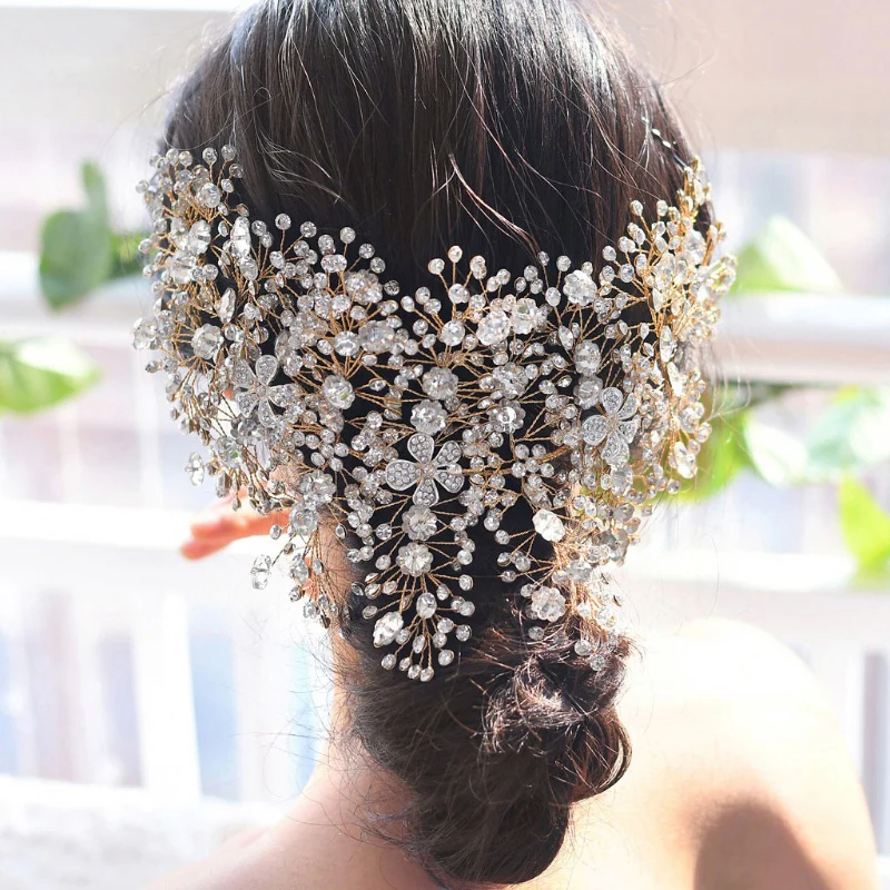 dropshipping products 2021 Luxury Bridal headband  Tiara handmade bridesmaid wedding hair accessories