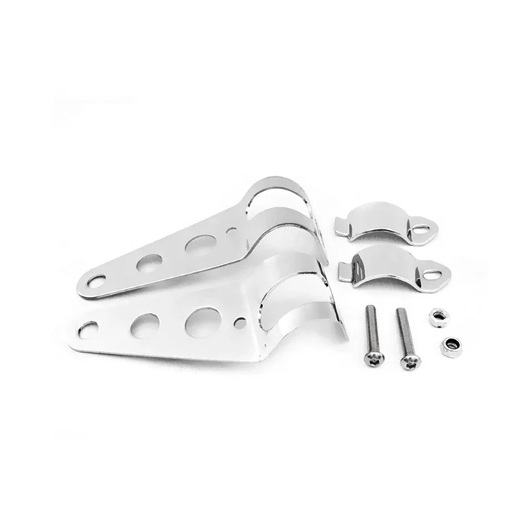 Universal Custom Bike Motorcycle Metal Headlight Clamp Bracket Side Mount Holder Black