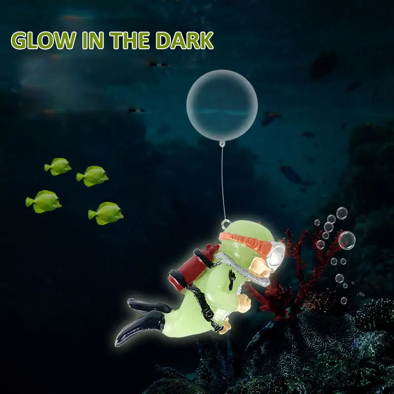 Floating Fish Tank Decorations Blue Fat Diver Floating Device Fish Tank Accessories Small Cartoon Aquarium Ornament and Toy