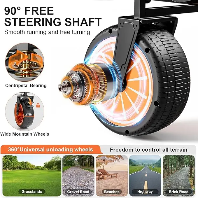 PAOBA Outdoor Garden Beach Trolley Fishing Folding Camping Cart Wagon Portable Shopping Tour Hand Luggage Cart Trolleys ETC001