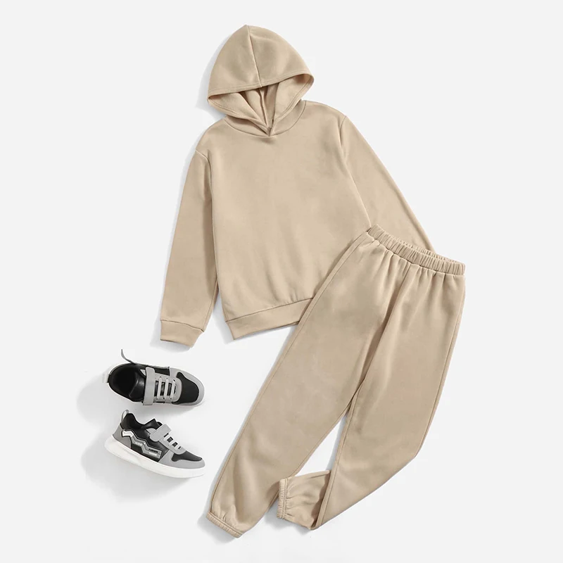 Bamboo children hoodie set sustainable kids boys set customize Children streetwear set eco wholesale tracksuits for children