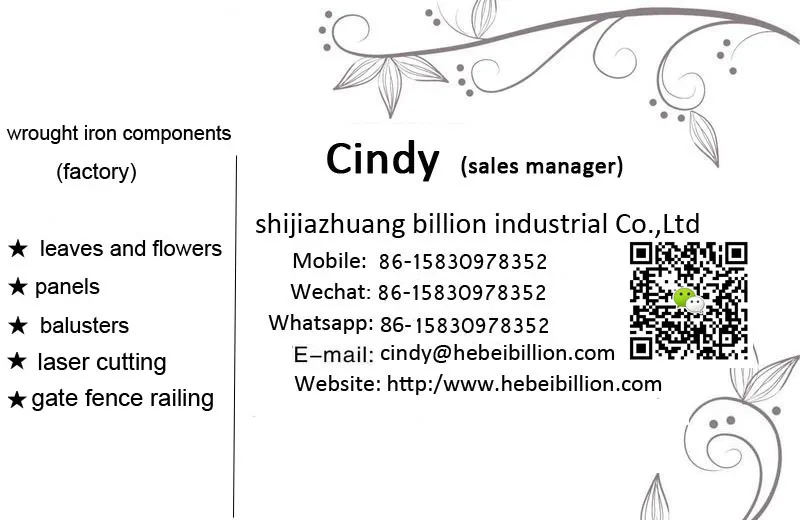 95mm 3mm wholesale wrought iron decoration flowers and leaves components elements