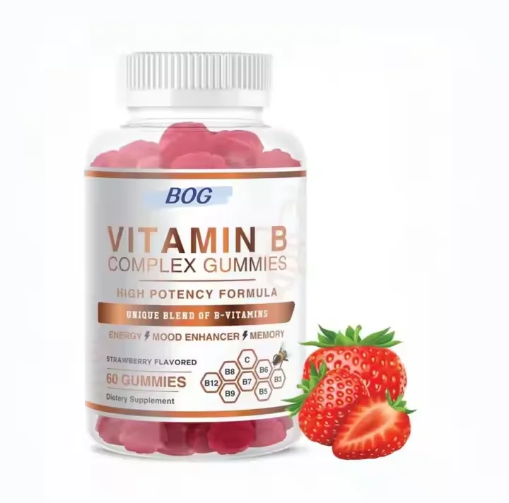 Vitamin B Complex Vegan Gummy Bears, Containing B12 B7 B6 B3, B5, B8, B9, for Stress Relief, Energy boost and Healthy Immunity