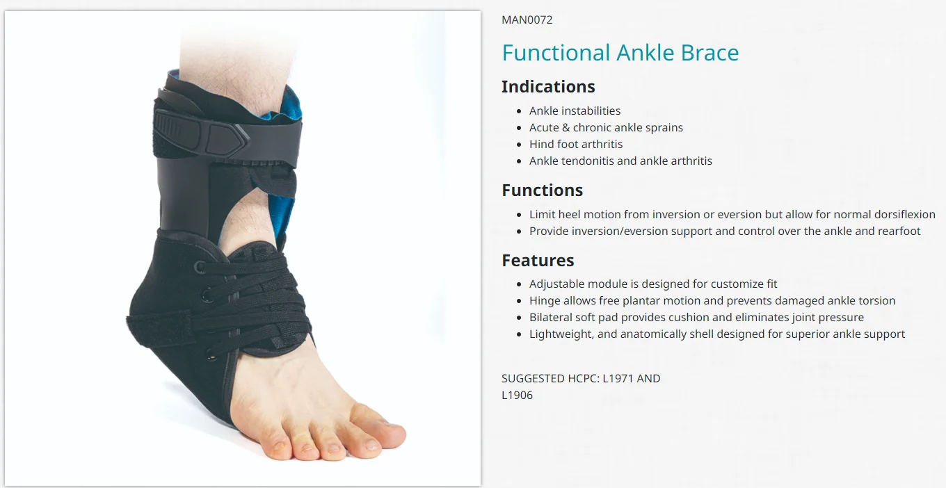 E-Life MAN0072 Acute & chronic ankle sprains functional ankle brace orthosis ankle stabilizer