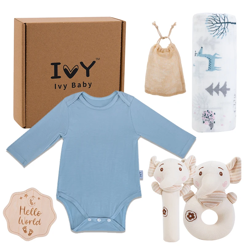 Fancy Newborn Gift Box Set Baby Romper Clothes with Muslin Blanket Cute Dolls