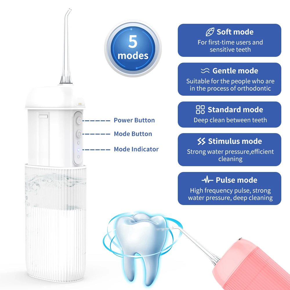 Dental Care Water Flosser for Teeth 200ml Water Tank Dental Jet Waterproof Electric Mini Cordless Oral Irrigator