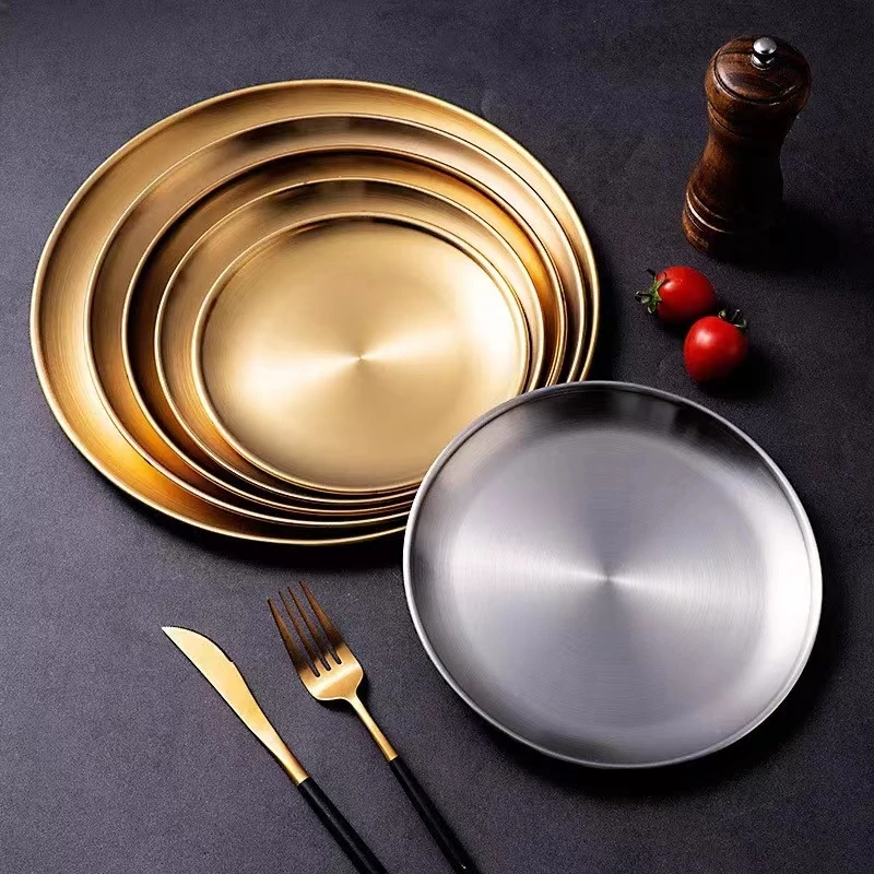 Dinner Plate Metal Soup Basin Dish Cheap Wholesale Polish Stainless Steel Chafing Round Tray