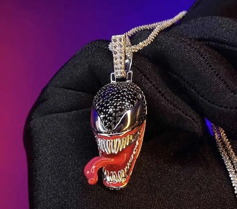 Hip Hop Custom Pendant Shiny Full Pave Natural Black Diamond 3D Animal Sterling Silver 925 Big pendants