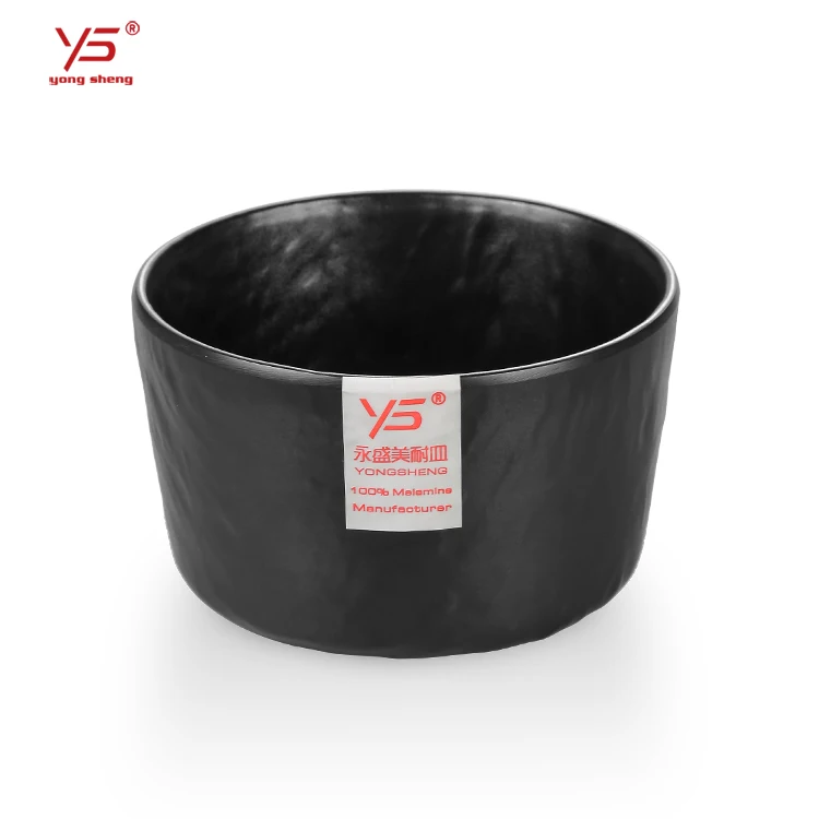 Matt Stone Grain Black Melamine Round 260ml Soup Bowl