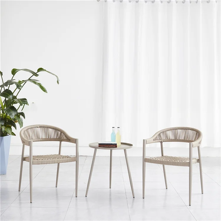 Factory wholesale hot outdoor cafe table rattan garden furniture rope garden chair sets outdoor furniture