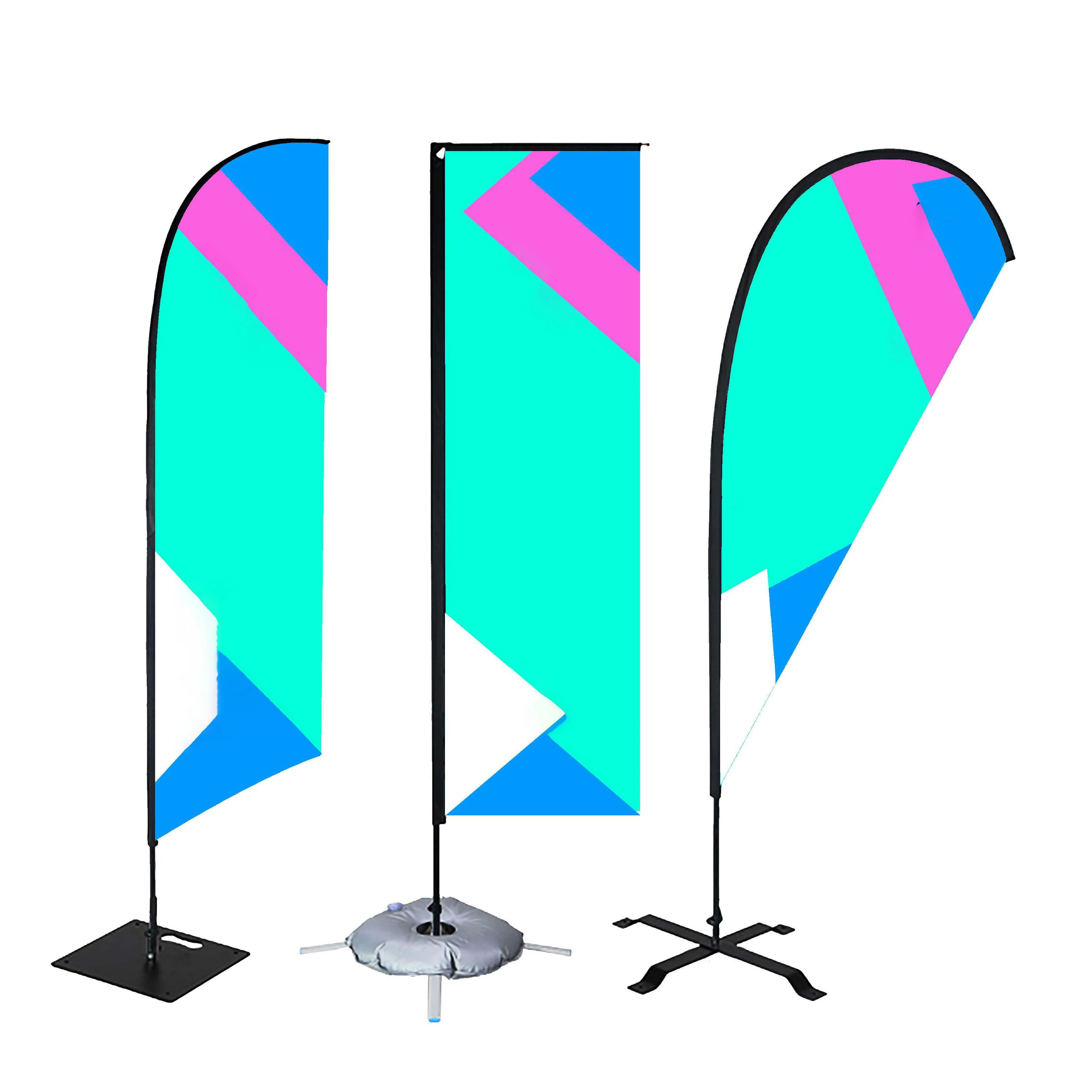 High quality heat transfer polyester 3m flag pole cheap price advertising beach flag with base