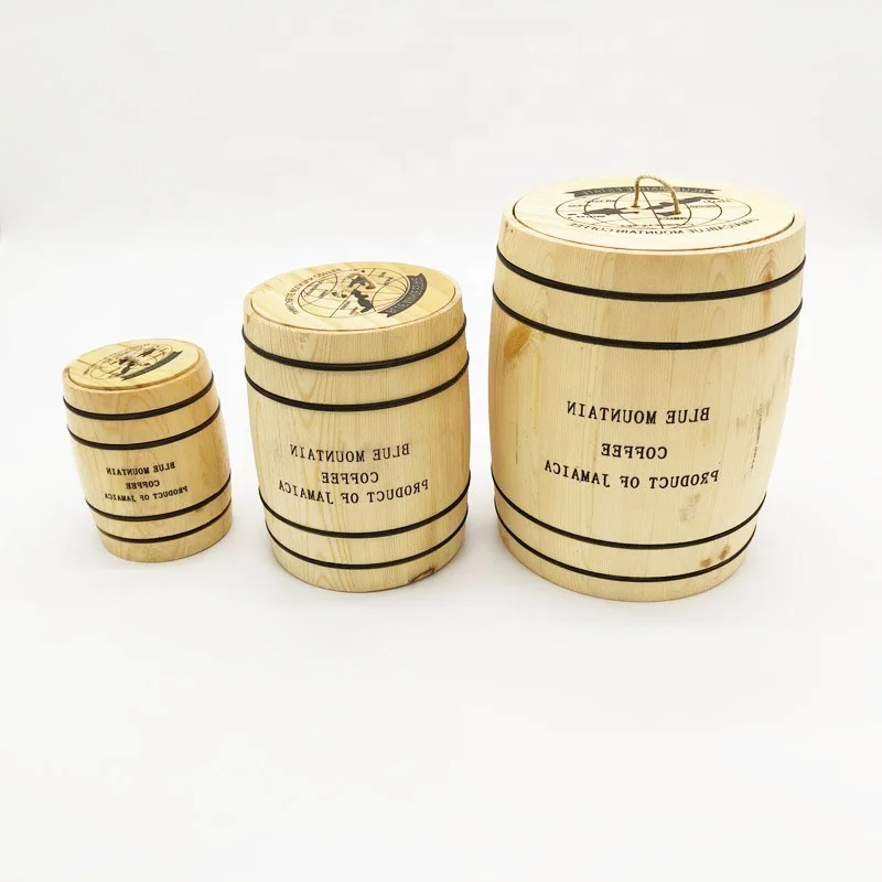 Small wooden coffee storage barrel oak decoration with lid wooden barrel packaging manufacturers
