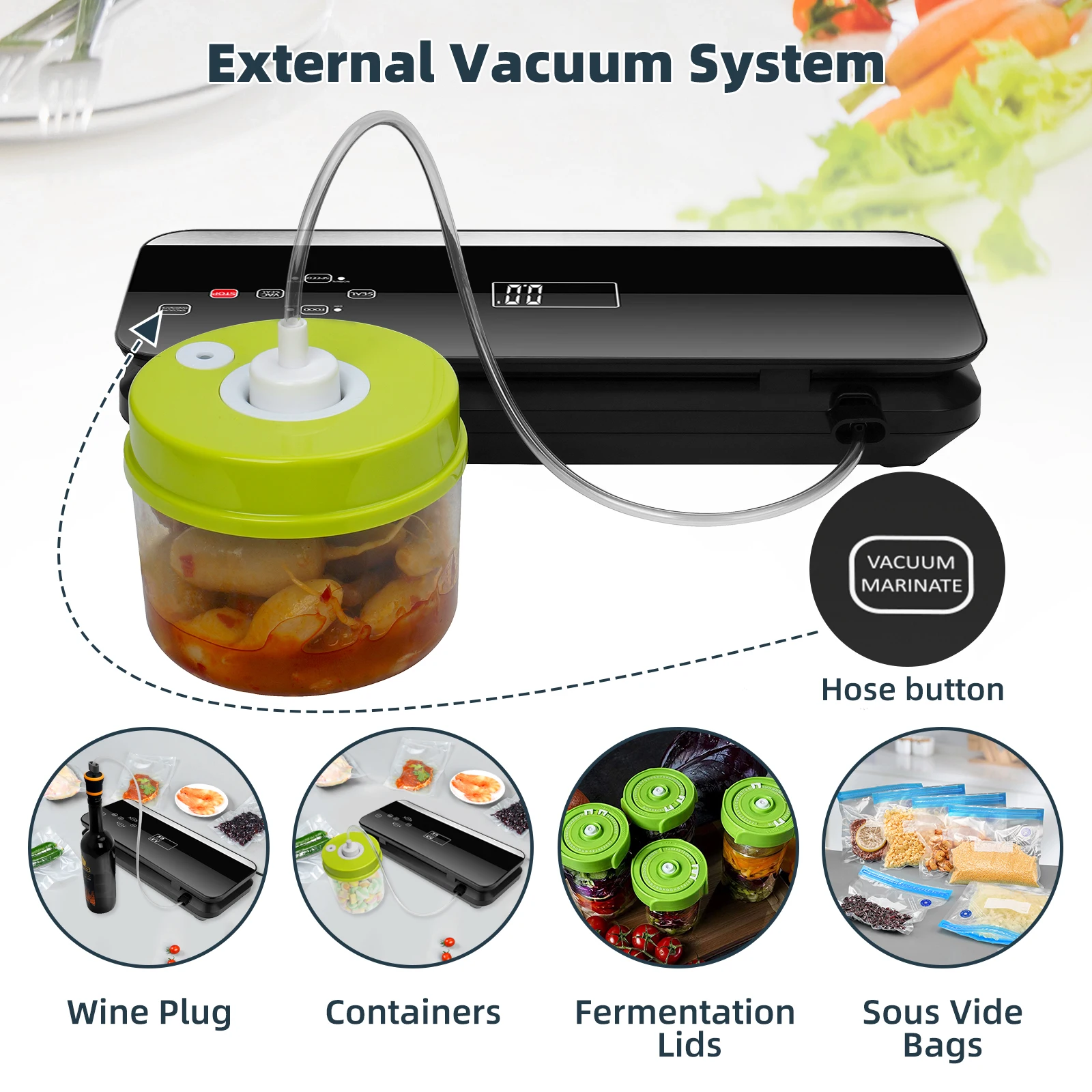 Automatic Food Vacuum Sealer Machine Touch Sensor with Sous Vide Dry Moist Mode for Food Storage Vacuum Packing