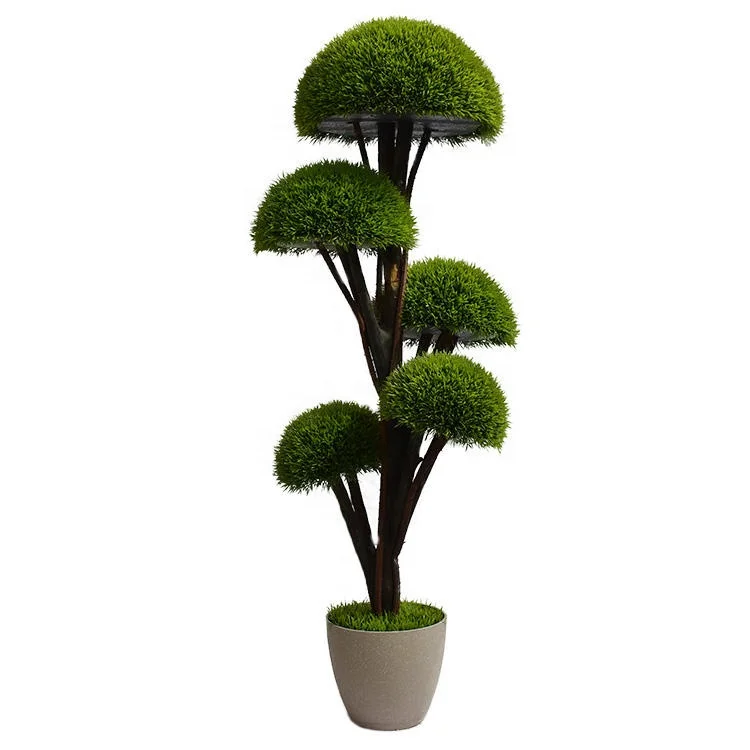 3Ft Garden Supplies Plastic UV Protected Faux Real Topiary Green Plant Bonsai Artificial Tree Potted for Garden Door Decor