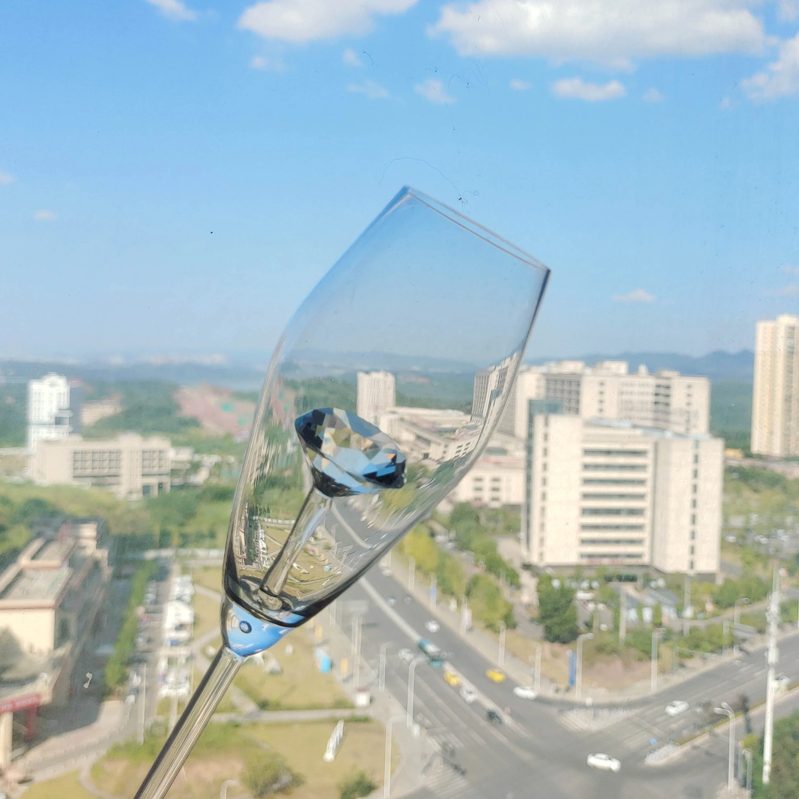 Custom Vintage bright 3D diamond glass cup bar wine Glassware champagne flute with Diamond inside for wedding Party Home