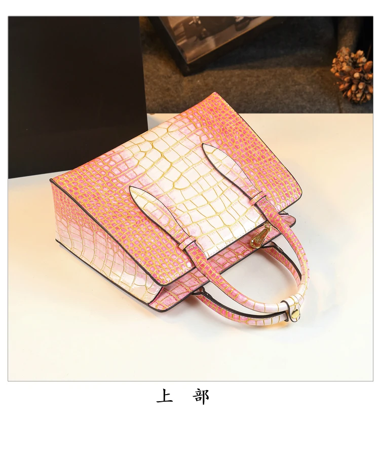 new arrival popular crocodile print  handbags ladies with scarf decoration high quality alligator leather bags manufacturers