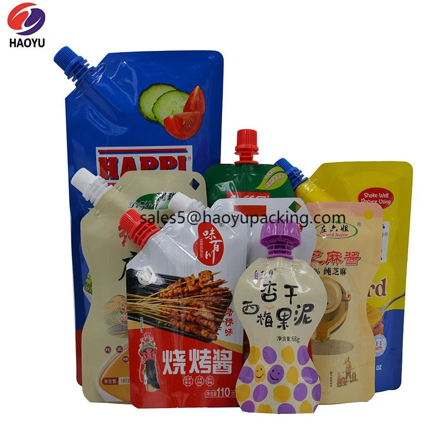 Nozzle Bags Custom printed eco-friendly recycle mini food grade aluminum foil stand up plastic nozzle doypack pouch bag with spout