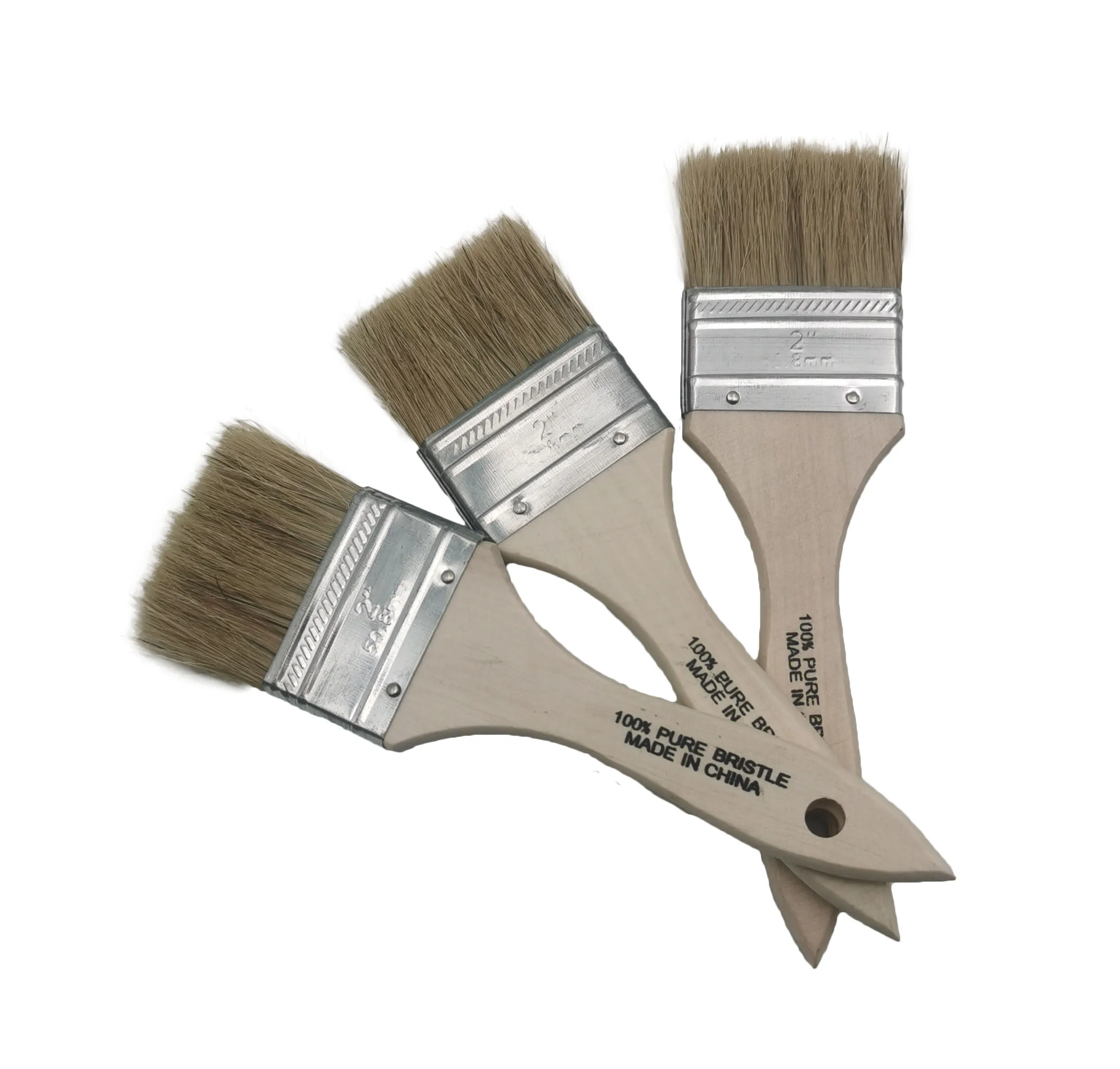 Wholesale pure bristle wooden handle bulk paint brushes