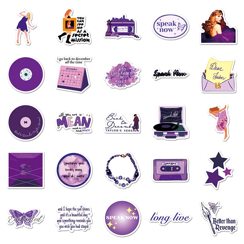 50pcs Cheap Personalized Good Price Vinyl Stickers Waterproof Decorative Laptop USA Sing Taylor Albums Speak Now Stickers