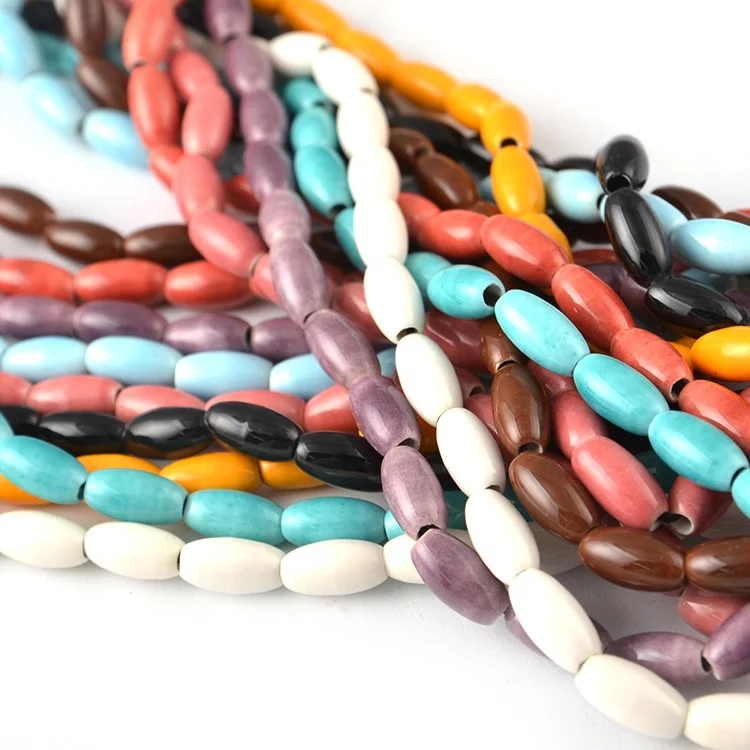 Custom New Beads Oval Ceramic Beads For Jewelry Making