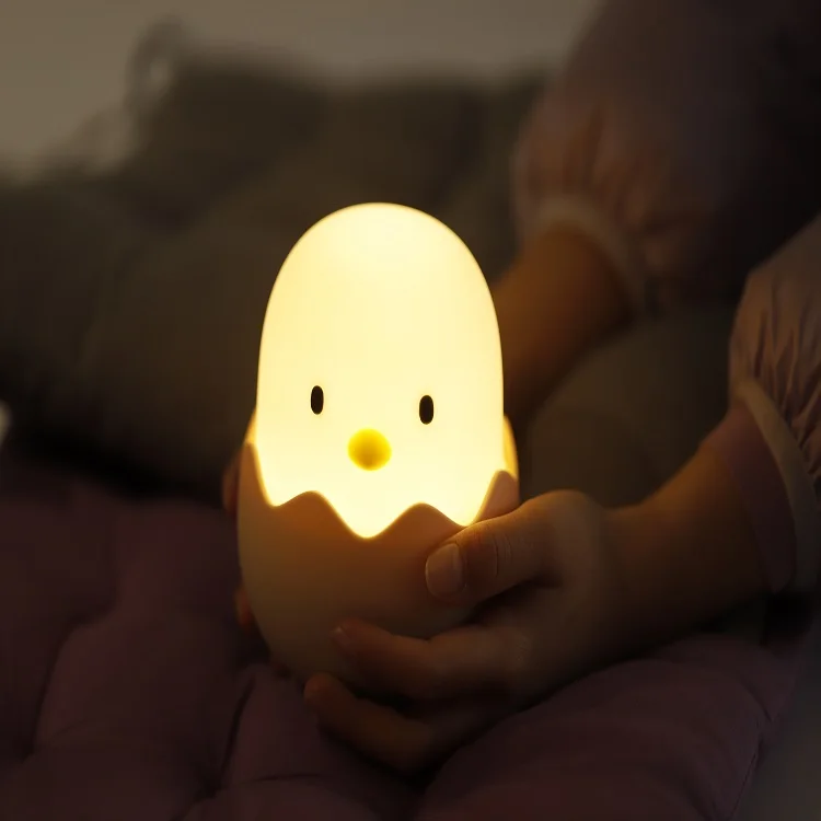 Hot selling Eggshell Chicken night light for Kids Eggy silicone friendship cute chicken emotional lamp Touch Bedside Night Lamp
