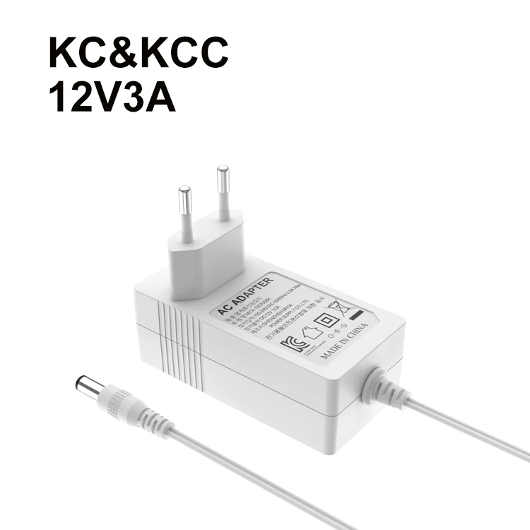 High Quality 12V 3A AC DC Switching Power Supply 24V 1.5A KC Certified 36W Wall Power Adapter For Camera