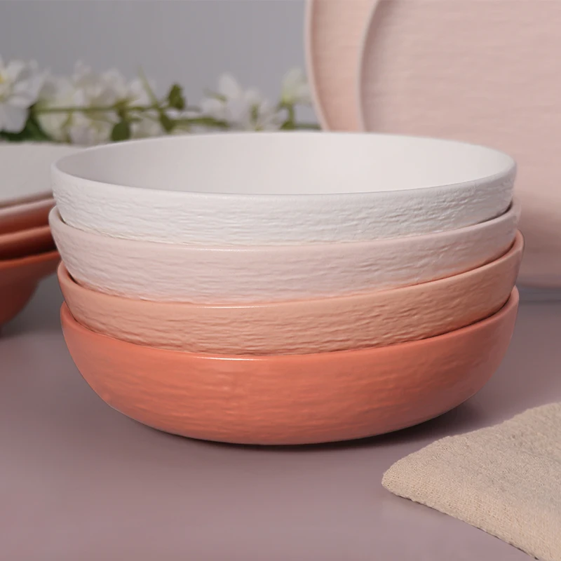 High Quality Plates Porcelain Crockery Pink Orange Wedding Tableware Round Ceramic Dinnerware Charge Dinner Plates Dish Buffet