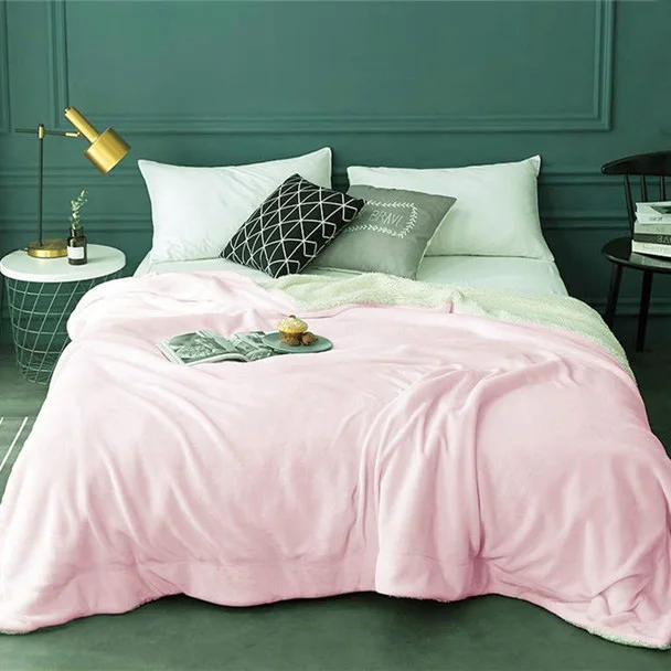 200*230CM Sherpa Fleece Blanket Fuzzy Soft Yellow Gray Plush Blanket Throw