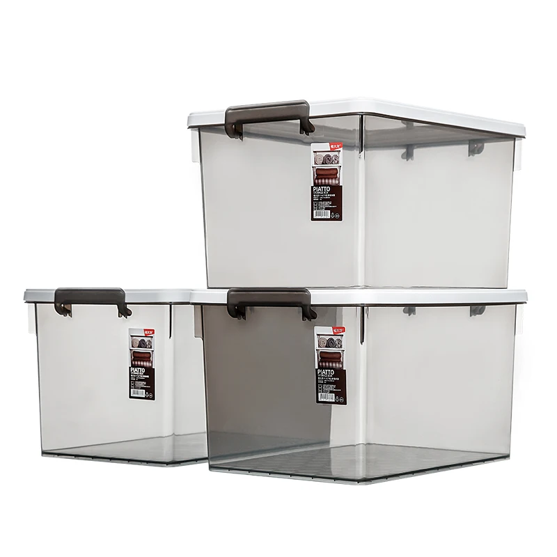 Citylife Home Plastic File Storage Boxes Bins Stackable Clothing Organizer pp Durable Transparent Storage Box with Lid