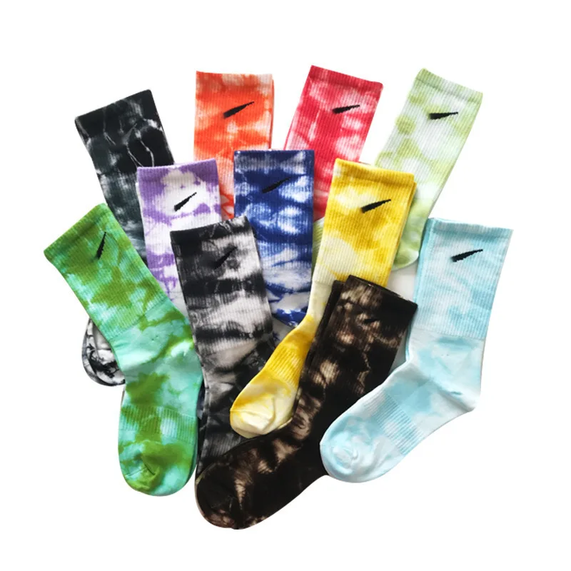 Tie Dye Rainbow Colored NK Socks CrocsnSocks Highquality Unisex Branded Candy Tube Socks Breathable Casual Sports Crew Socks