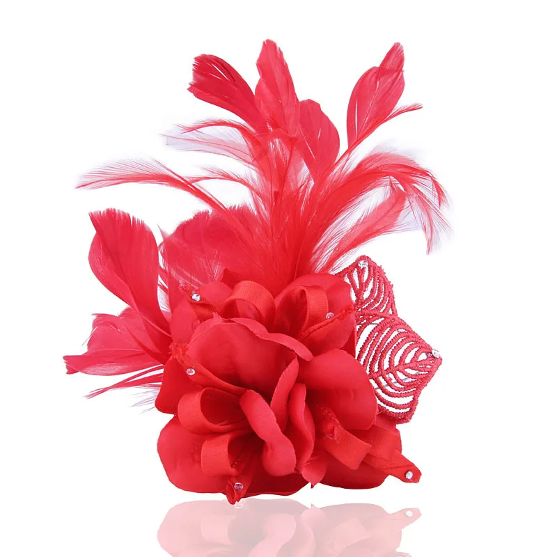 Wholesale Handmade Flower Brooch Shoulder Pin Classic for Wedding Party Dance Banquet 10*19cm Extra Large Feather Flower Brooch