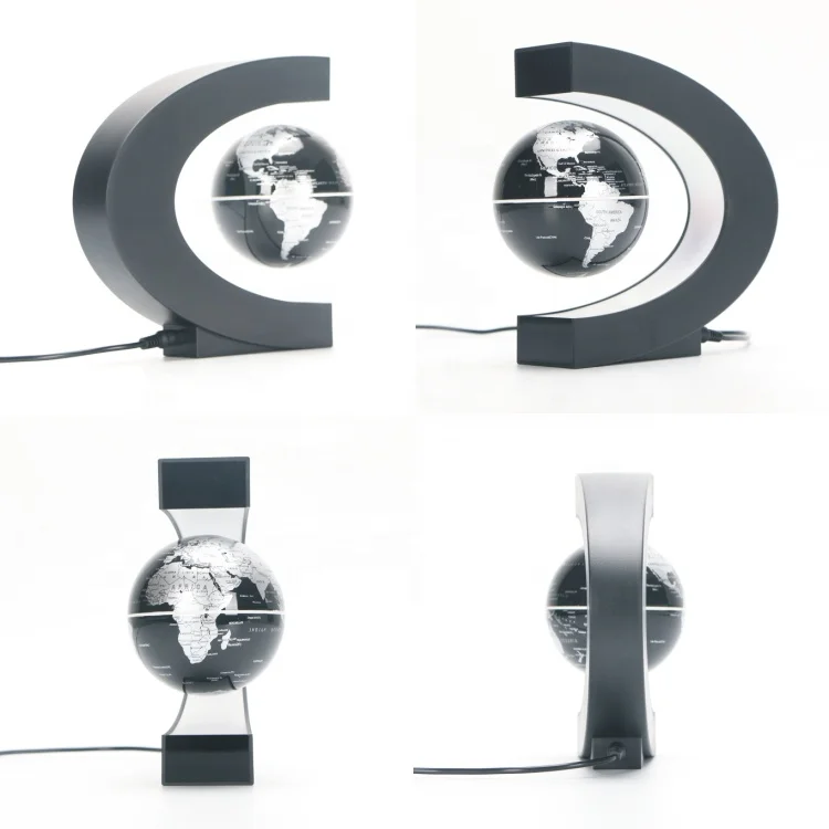 Manufacturer direct supply dropshipping C shape 3inch anti gravity magnetic levitating globe with lighting touch switch
