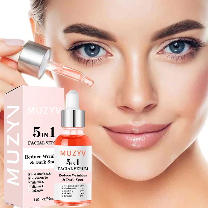 Custom 5 in 1 Brightening Niacinamide Face Serum Glow Collagen Anti Aging Hyaluronic Acid Serum
