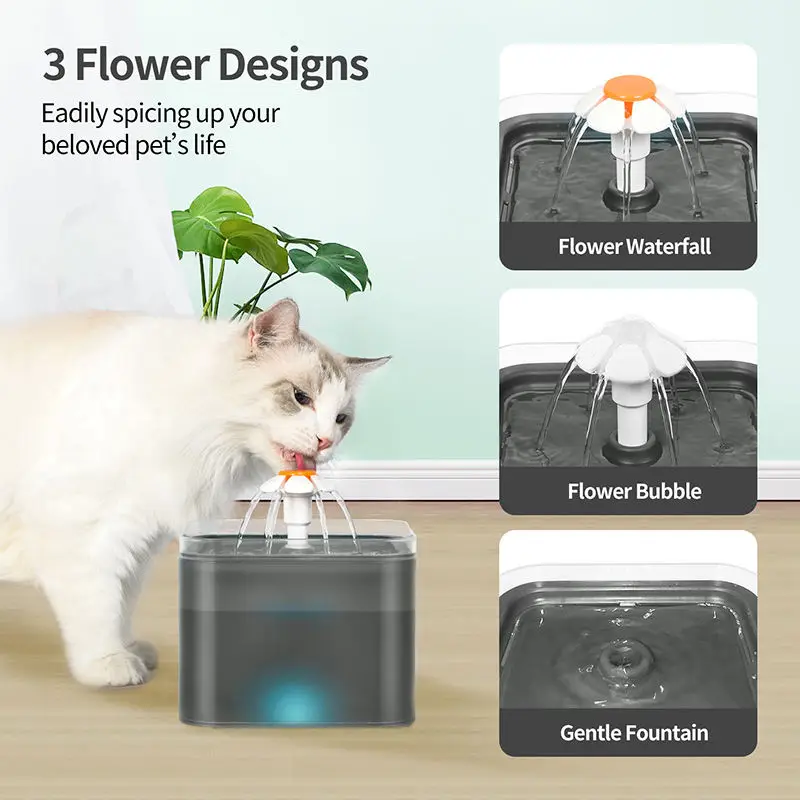 Automatic Circulation Smart Pet Drinker Fountain Mute Water Dispenser with LED Light and Activated Carbon Filter