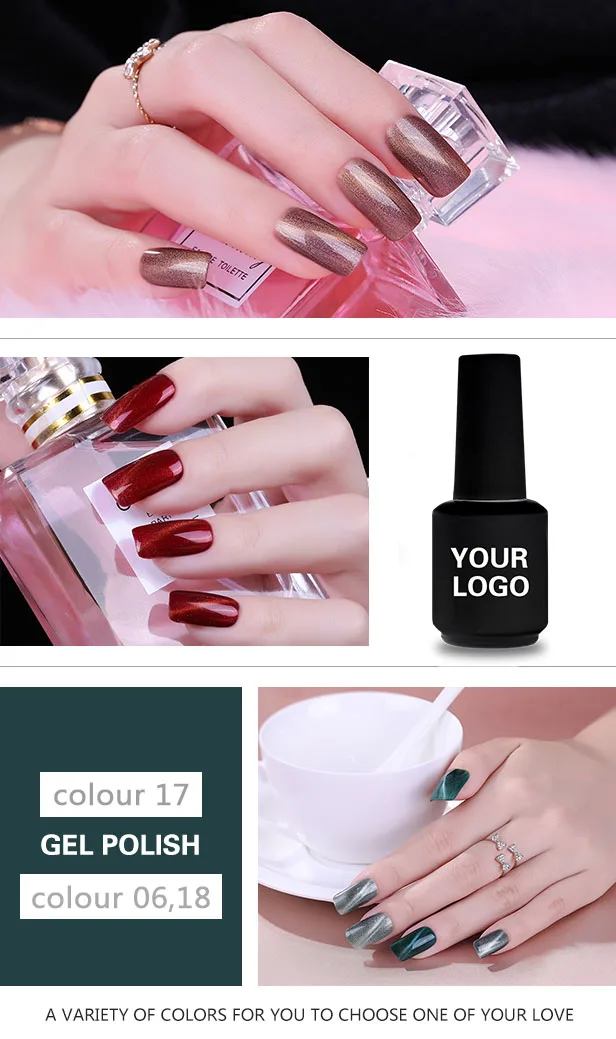 Private Label Led Chameleon Magnetic Finger Crystal Art Color Reflecting 9D Uv Cat Eye Gel Polish