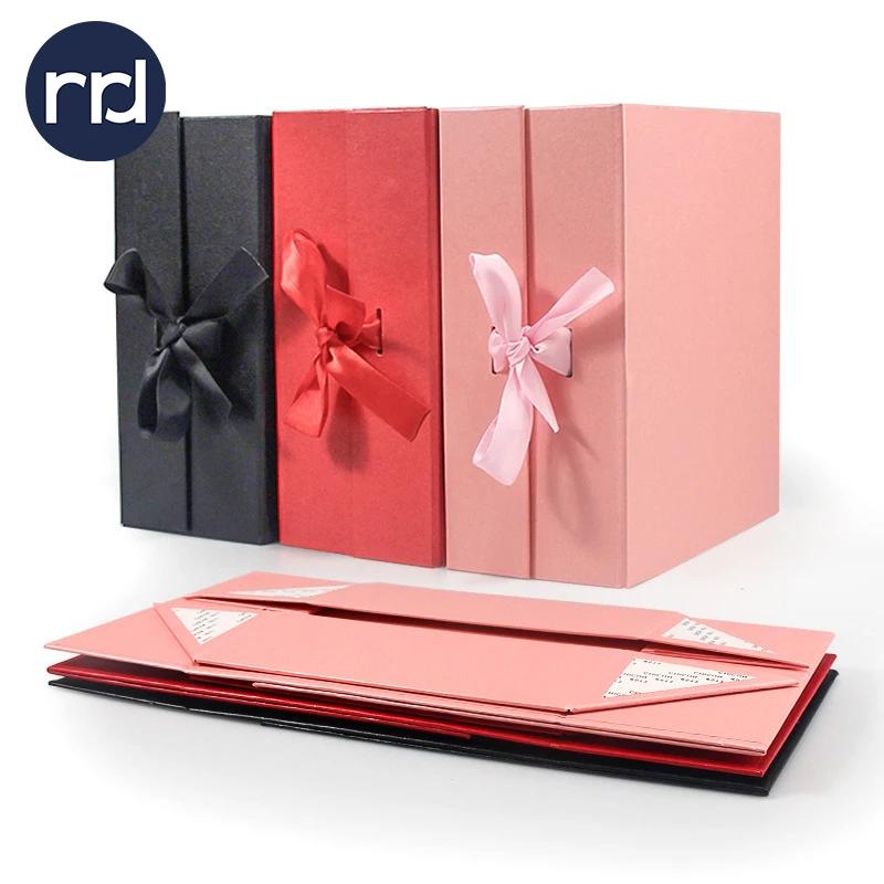 RR Donnelley Custom Design Manufacturer Recyclable Lucky Essential Oil Box Packaging Foldable Magnetic Gift Box with Ribbons