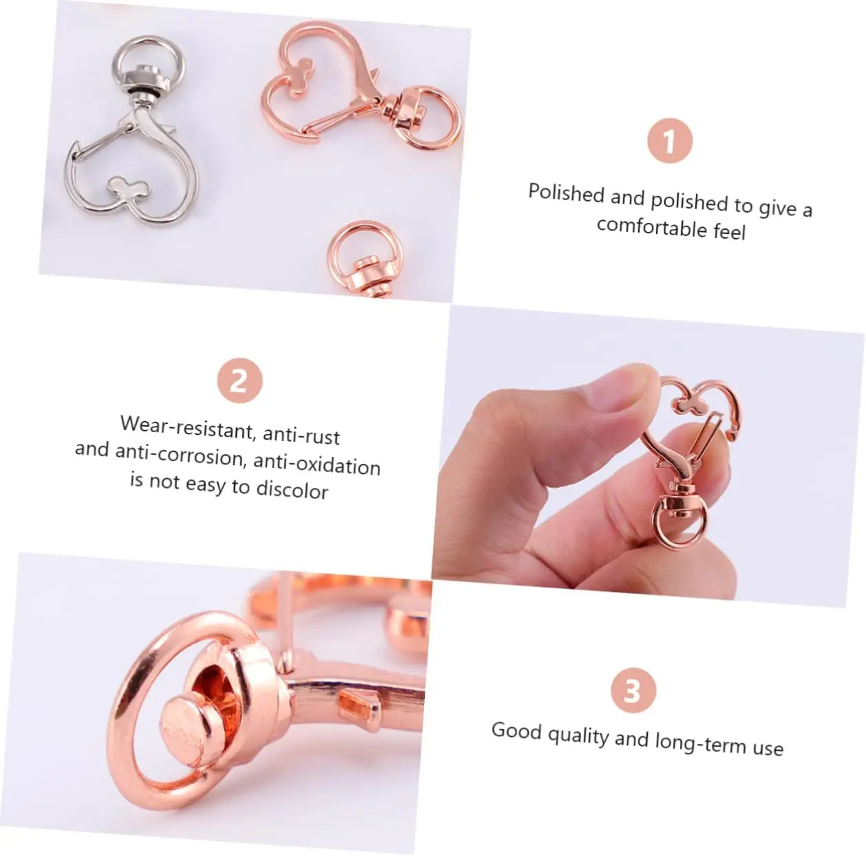 Peach Heart Keychain Keyring Spring Snap Hook Clip Swivel Buckle Colorful Lobster Clasp Bag Accessories Peach Heart Keychains