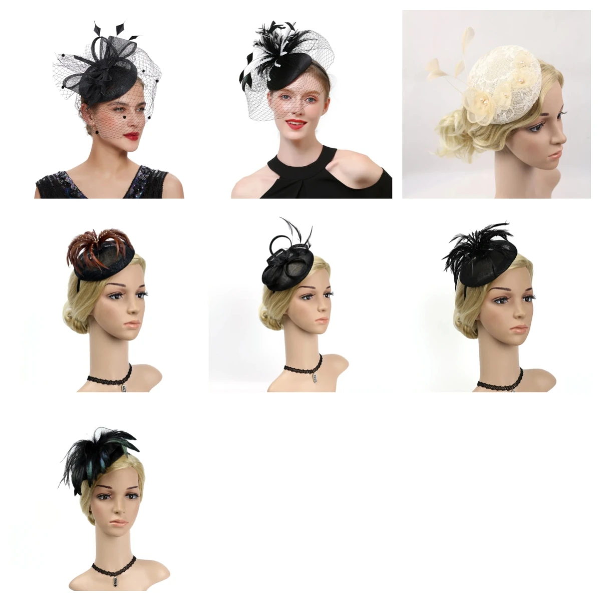 Premium Fashion Feather Fascinators Multicolour Flower Kentucky Derby Hats Sinamay Hat Bride Headband Athleisur Beanie Female