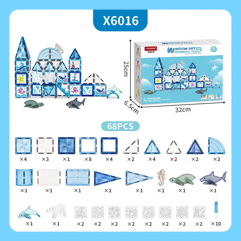 EPT Creative Children Toy Magnetic Tiles Kids Early Education 3D Magnetic Building Tiles With Color Glue Painting Learning