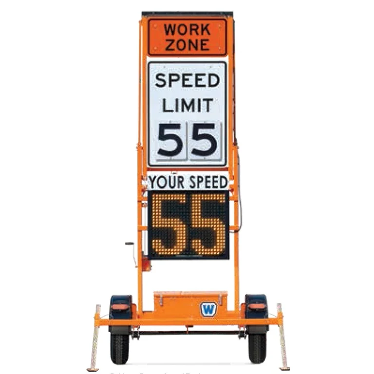 Solar Tech Movable Solar Powered Radar Speed Sign with Trailer Silent Advisor Radar Speed Detection and Monitoring Trailer