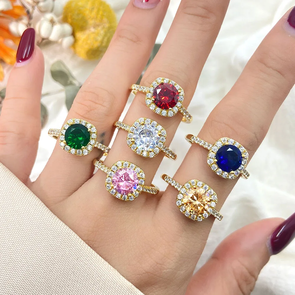 ready to ship cubic zircon 925 silver wedding gold finger Ring for women